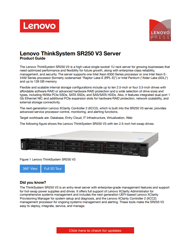Product Guide - Lenovo SR250 V4