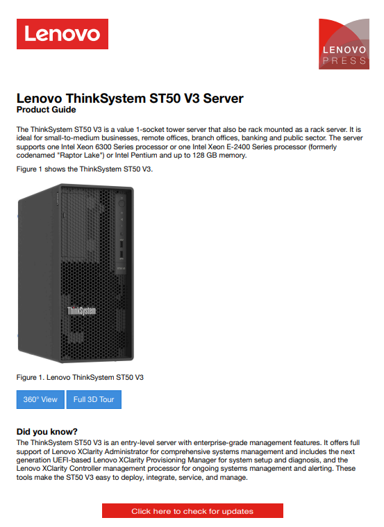 Product Guide - Lenovo ST50 V3
